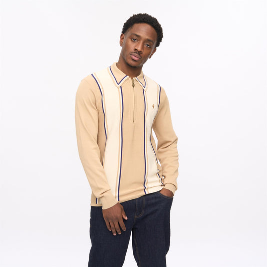 V56GM26 Mens Xander Archive Long Sleeve Viscose Knit Gabicci Vintage - SANDSTONE