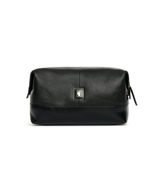 AGABB02 Leather Milo Wash Bag BLACK