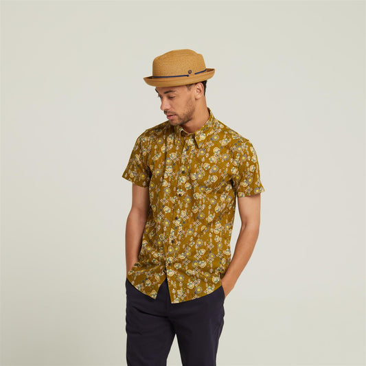 V52GW04 Mens Harvey Woven Print Shirt Gabicci Vintage - SPRUCE