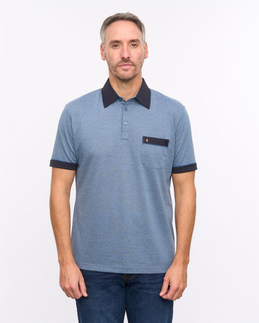 G57X01 Mens Short Sleeve Oxford Jersey Polo Gabicci Heritage - AIRFORCE