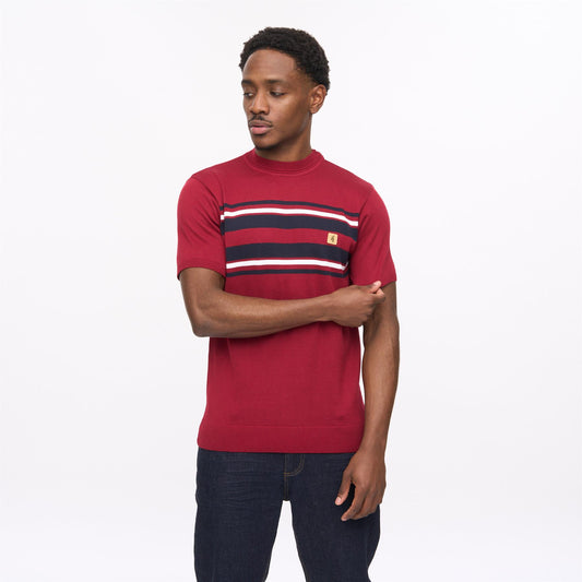 V56GM19 Mens Liam Short Sleeve Knit Turtle Neck Gabicci Vintage - ROUGE