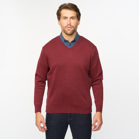 G55K01 Plain Vee Neck Sweater Gabicci Classic MULBERRY