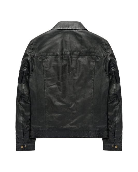 AGABJ04 Leather Dean Western Jacket BLACK