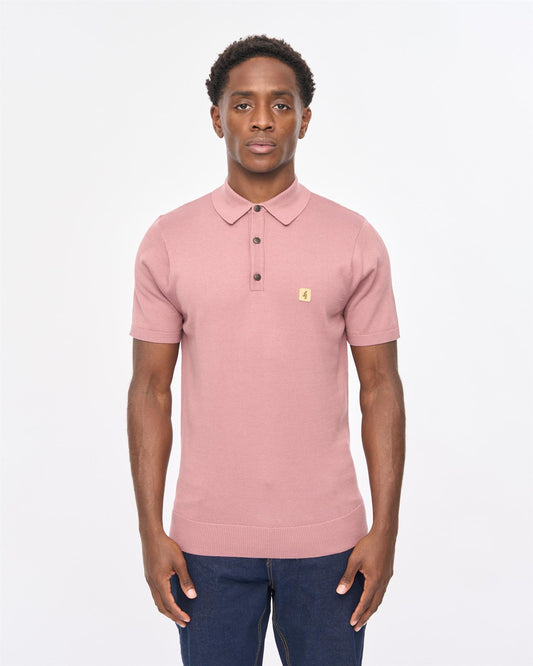 V57GK04 Mens Jackson Short Sleeve Plain Knit Polo Gabicci Vintage - OLD ROSE