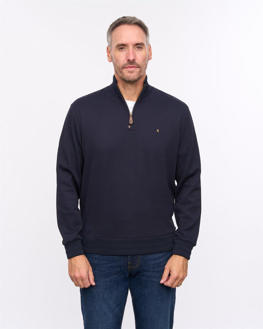 G57D01 Mens Quarter Zip Sweat Gabicci Heritage - NAVY