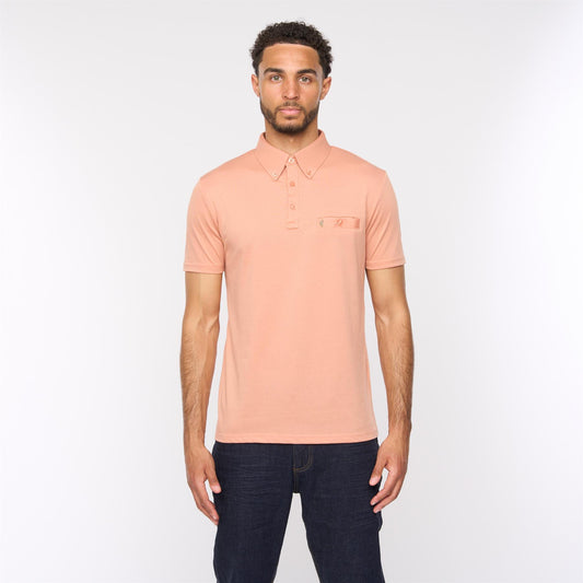 V54GX18 Mens Ladro Jersey Polo Shirt Gabicci Vintage - PEACH