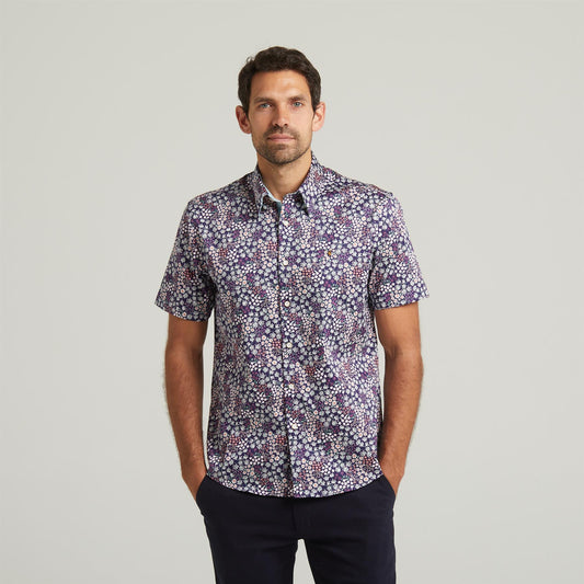 G54W05 Mens Short Sleeve Printed  Shirt Gabicci Classic - NAVY