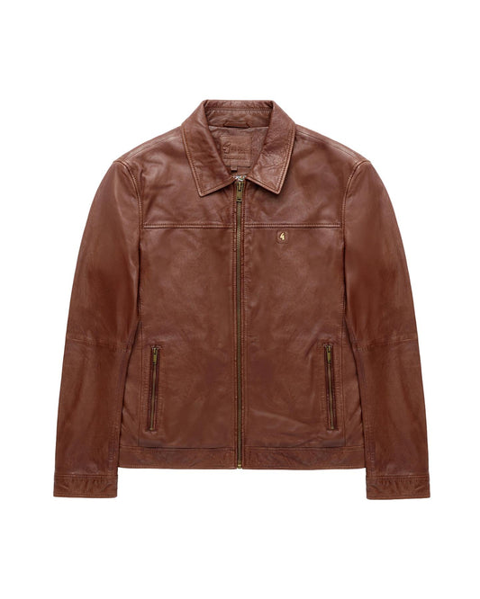 AGABJ02 Leather Harrington Jacket DESERT