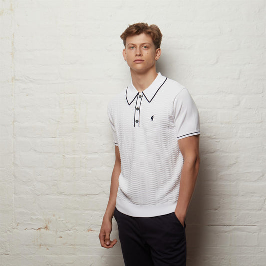 V56GM22 Mens Ronnie Archive Short Sleeve Viscose Knit Gabicci Vintage - WHITE