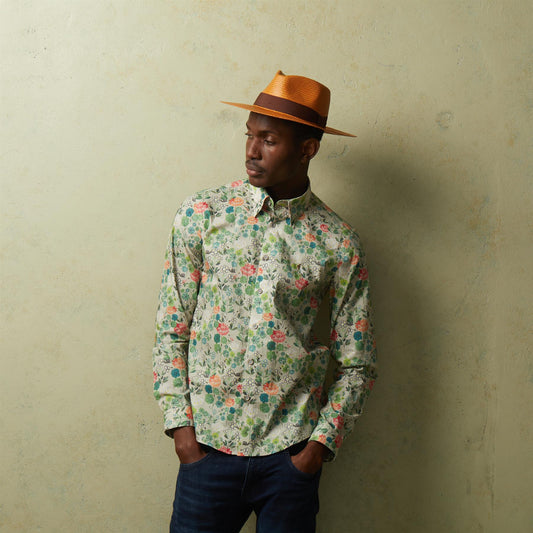 V54GW11 Mens Clarke Long Sleeve Pattern Shirt Gabicci Vintage - MEADOW