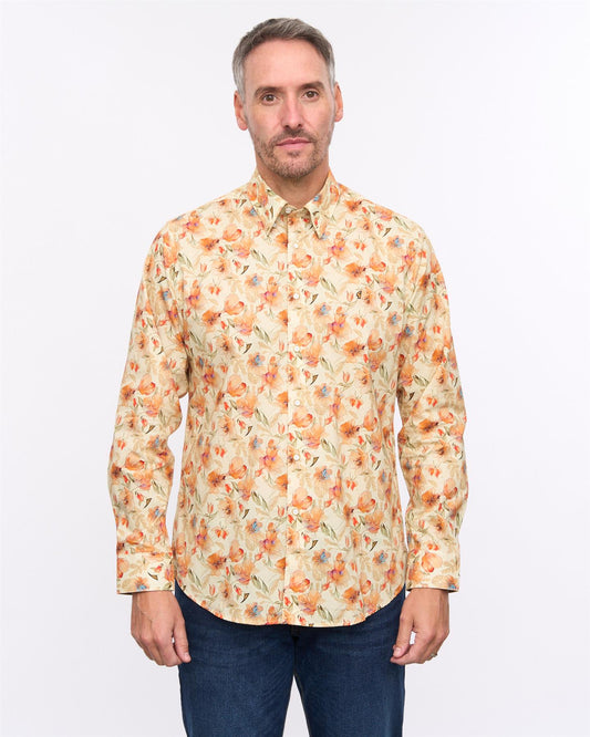 G57W07 Mens Print Shirt Gabicci Heritage - CREAM