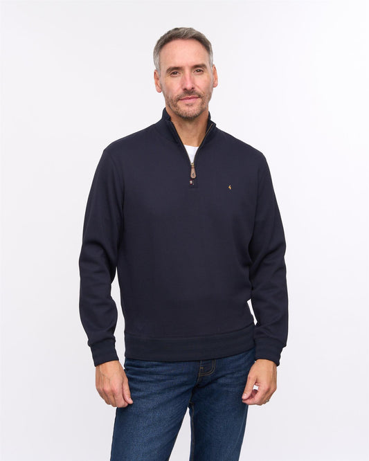 G57D01 Mens Quarter Zip Sweat Gabicci Heritage - NAVY
