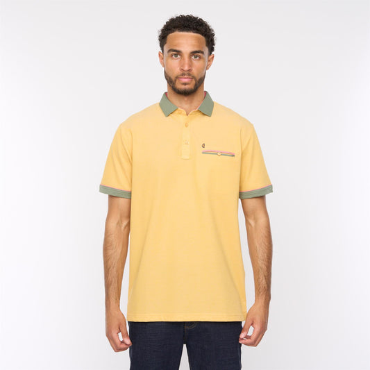 G52X09 Mens Short Sleeve Oxford Jersey Polo Shirt Gabicci Classic - SUNBEAM