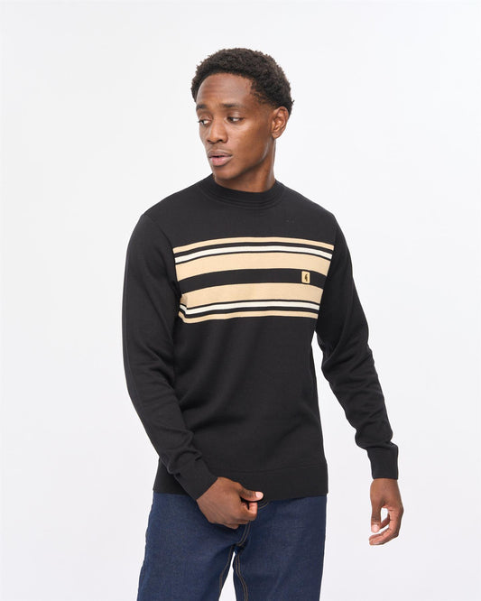 V57GM19 Mens Liam Long Sleeve Knit Crew Gabicci Vintage - BLACK