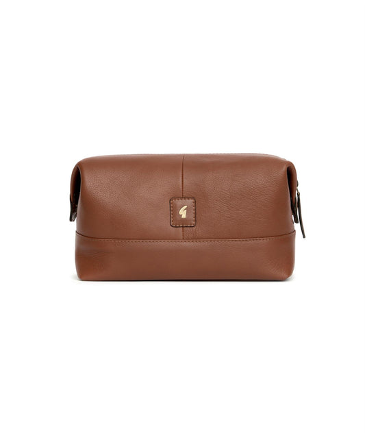 AGABB02 Leather Milo Wash Bag CHESTNUT