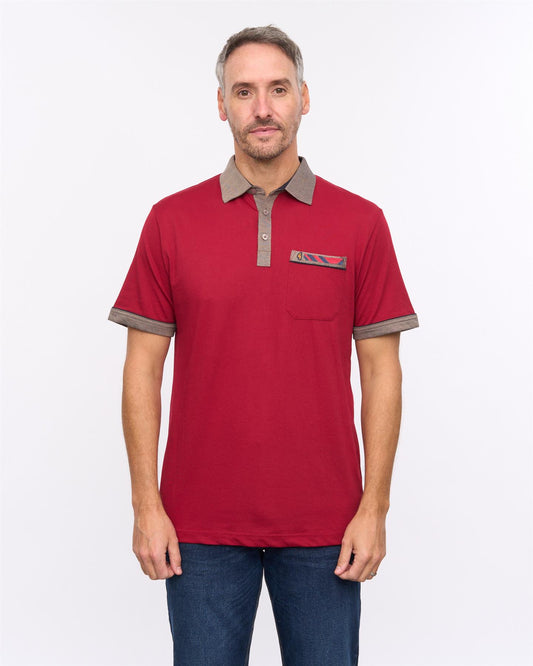 G57X22 Mens Short Sleeve Jersey Polo Gabicci Heritage - CHERRY