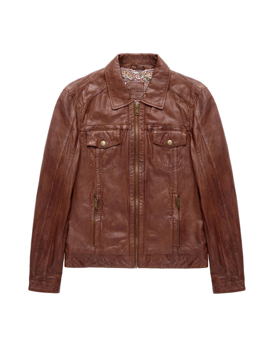 AGABJ04 Leather Dean Western Jacket DESERT