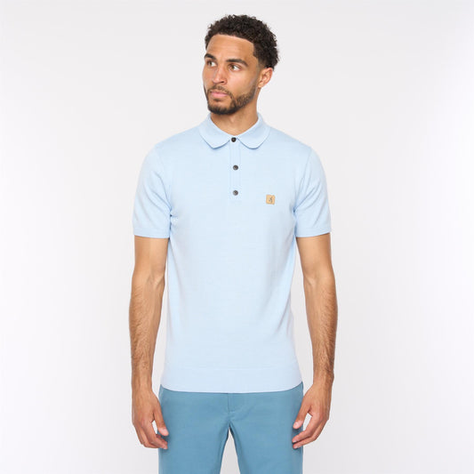 V54GK04 Mens Jackson Short Sleeve Plain Knitted Polo Gabicci Vintage - AZURE