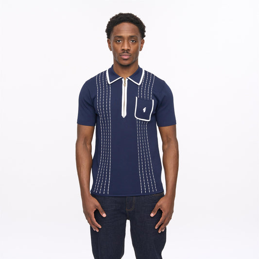 V56GM25 Mens Darron Archive Short Sleeve Viscose Knit Gabicci Vintage - NAVY