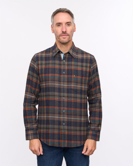 G57W01 Mens Check Shirt Gabicci Heritage - NAVY