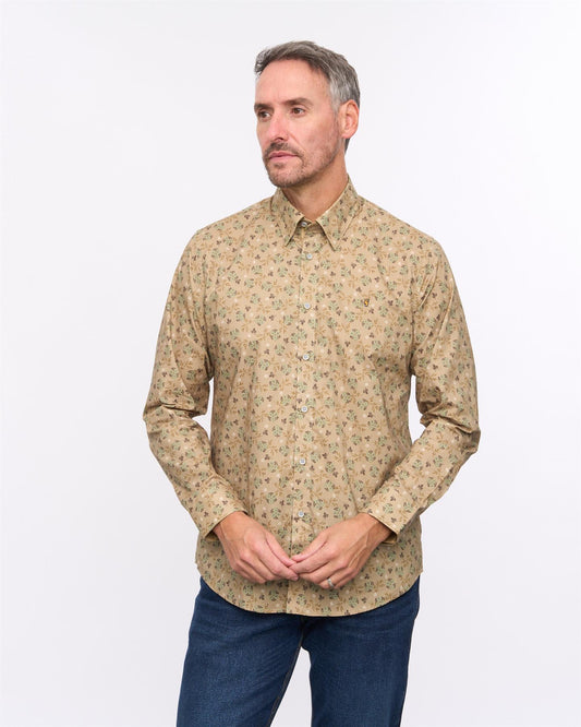 G57W03 Mens Print Shirt Gabicci Heritage - KHAKI
