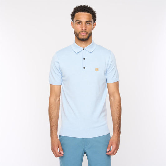 V54GK04 Mens Jackson Short Sleeve Plain Knitted Polo Gabicci Vintage - AZURE