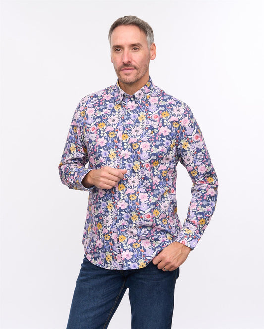 G57W08 Mens Print Shirt Gabicci Heritage - HEATHER