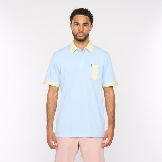 G52X15 Mens Short Sleeve Plated Jersey Polo Shirt Gabicci Classic - SKY
