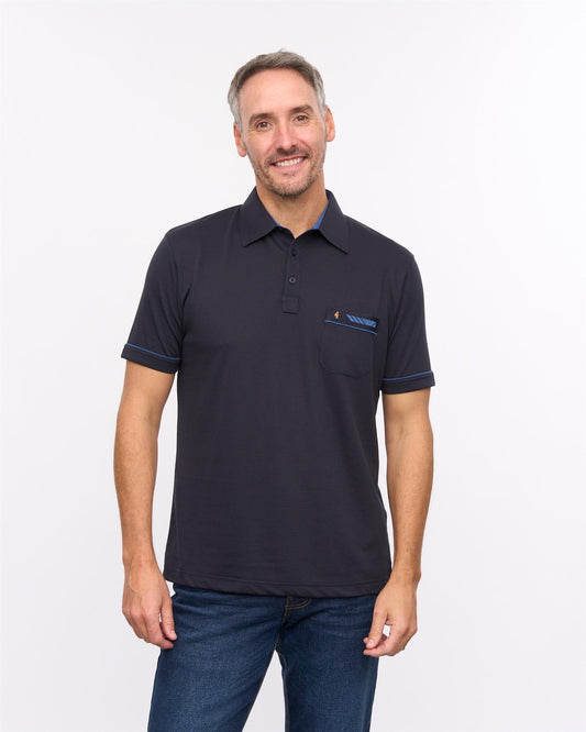 G57X06 Mens Short Sleeve Jersey Polo Gabicci Heritage - NAVY