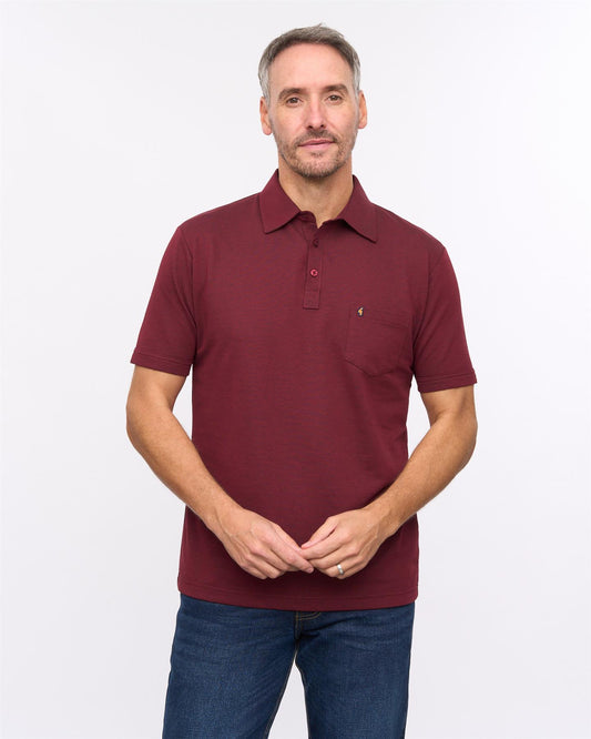 G57Z17 Mens Short Sleeve Oxford Jersey Polo Gabicci Heritage - CLARET