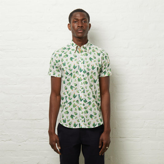 V54GW07 Mens Garcia Short Sleeve Pattern Shirt Gabicci Vintage - MEADOW