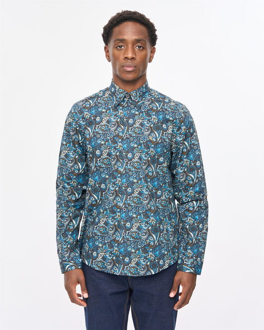V57GW08 Mens Lachlan Long Sleeve Shirt Gabicci Vintage - BLACK