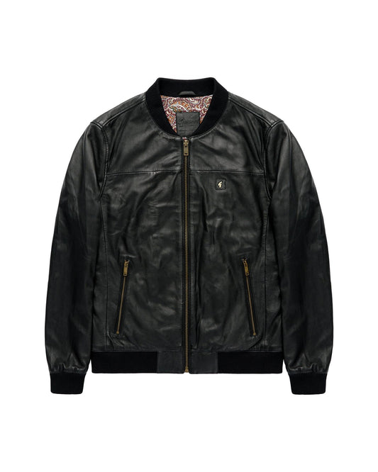 AGABJ01 Leather Bomber Jacket BLACK