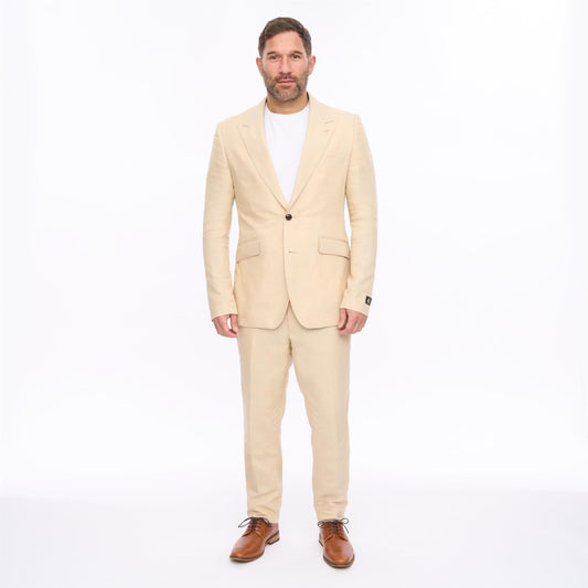 T56GA06 Mens Jacket and Trouser Linen Suit Gabicci Classic - CREAM