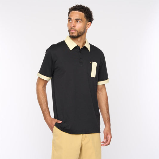 G52X15 Mens Short Sleeve Plated Jersey Polo Shirt Gabicci Classic - BLACK