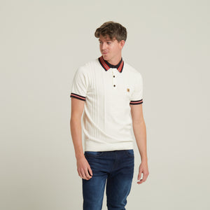 V52GM01 Mens Canto Three Button Knitted Polo Gabicci Vintage - WHITE