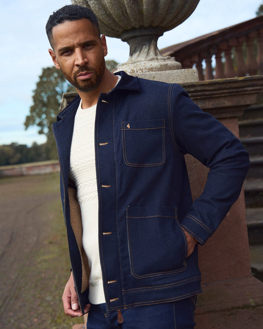 G57J03 Mens Workwear Denim Jacket Gabicci Heritage - INDIGO