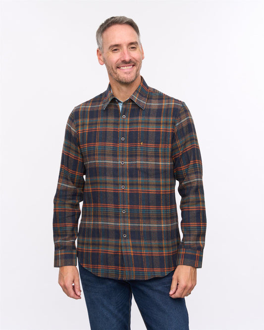 G57W01 Mens Check Shirt Gabicci Heritage - NAVY
