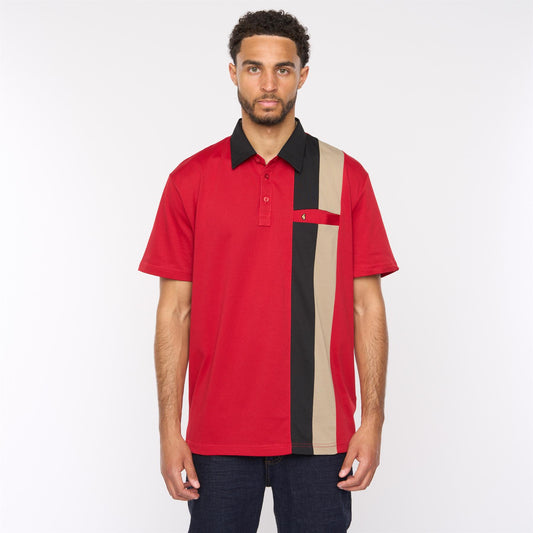G51X07 Mens Short Sleeve Jersey Polo Shirt Gabicci Classic - RED