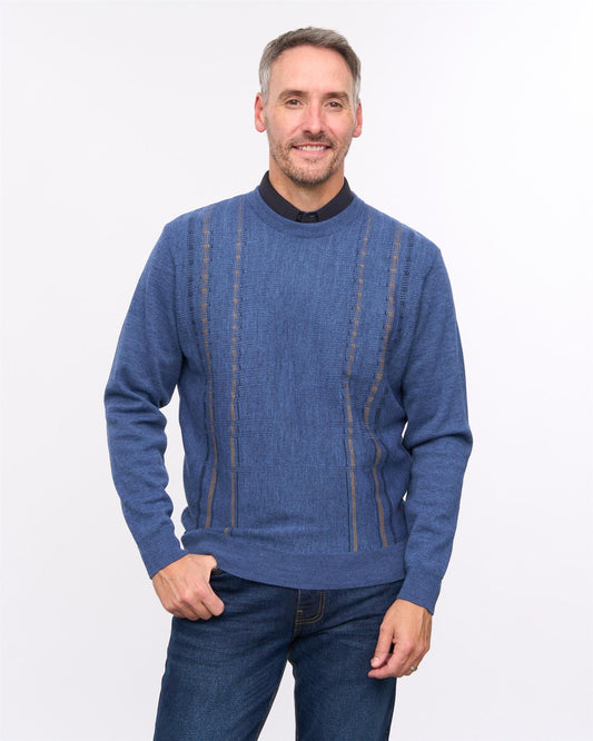 G57M05 Mens Pattern Front Knit Crew Neck Sweater Gabicci Heritage - AIRFORCE