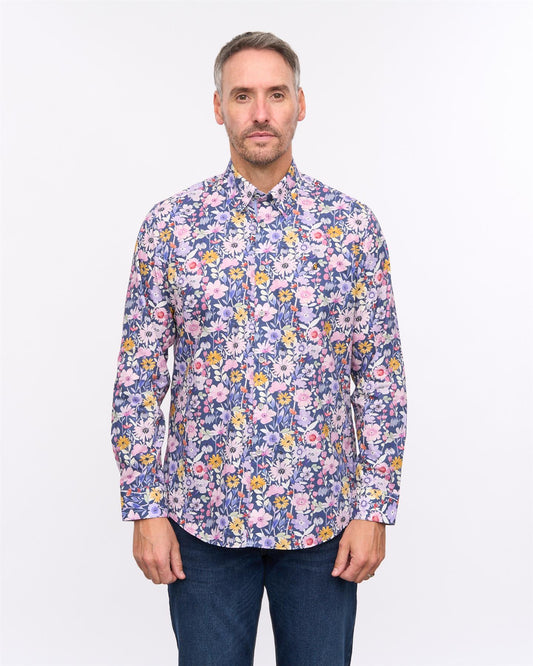 G57W08 Mens Print Shirt Gabicci Heritage - HEATHER