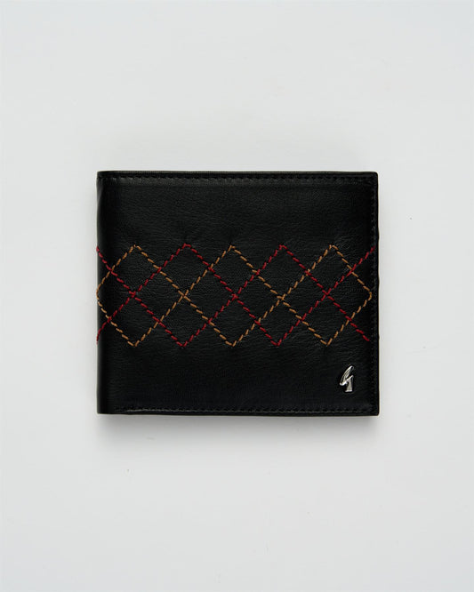 AGABW21 Cross Stitch Billfold Wallet BLACK