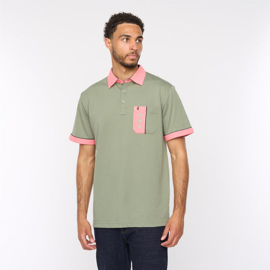 G52X07 Mens Short Sleeve Plated Jersey Polo Shirt Gabicci Classic - SAGE