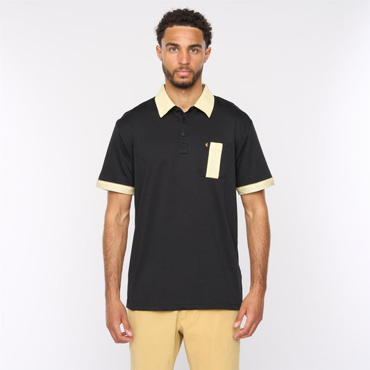 G52X15 Mens Short Sleeve Plated Jersey Polo Shirt Gabicci Classic - BLACK