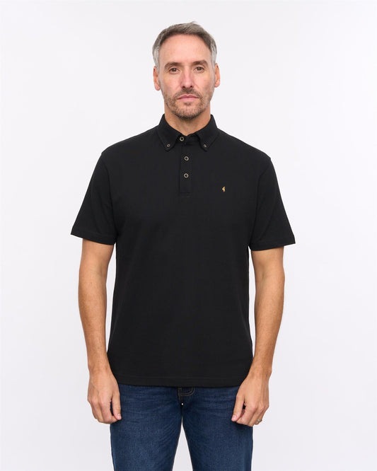 G57X14 Mens Short Sleeve Pique Polo Gabicci Heritage - BLACK