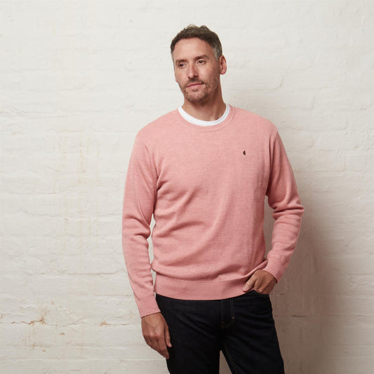G56K04 Mens Plain Knit Crew Neck Gabicci Classic - CANDY