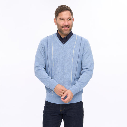 G56M01 Mens Pattern Front Knit V-Neck Gabicci Classic - SURF
