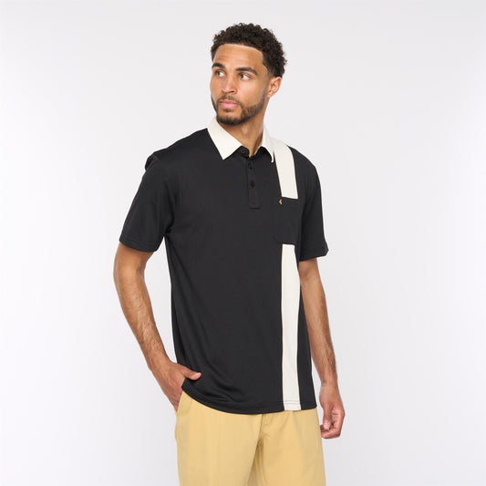 G52X17 Mens Short Sleeve Plated Jersey Polo Shirt Gabicci Classic - BLACK