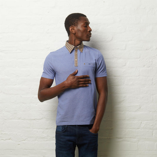 V56GX19 Mens Laleham Short Sleeve Jersey Polo Gabicci Vintage - SAPPHIRE