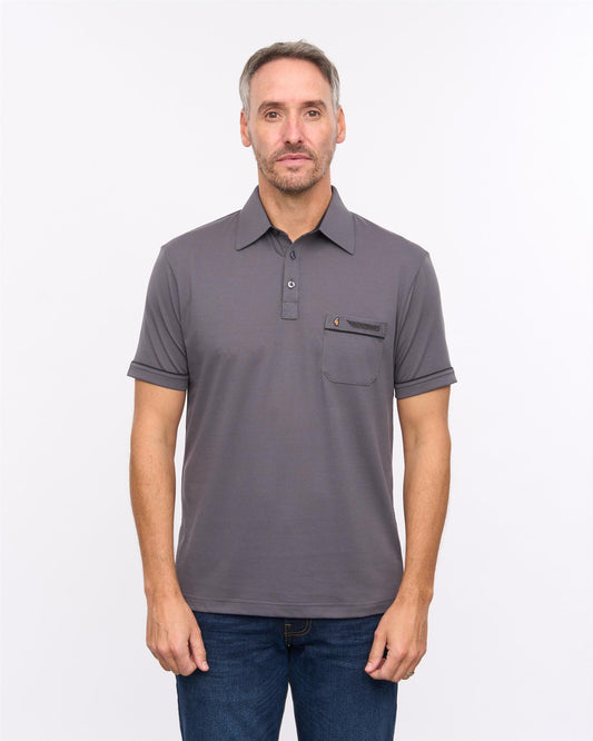 G57X06 Mens Short Sleeve Jersey Polo Gabicci Heritage - CHARCOAL